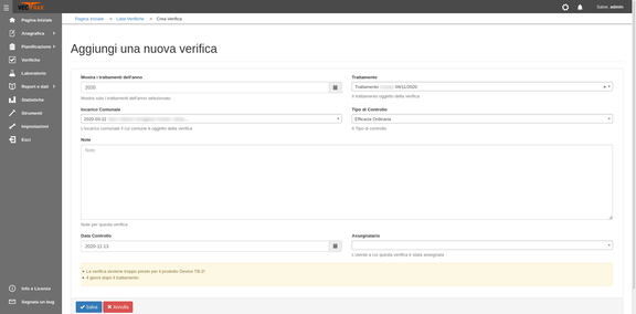 Nuova Verifica, con avviso di efficacia prodotto